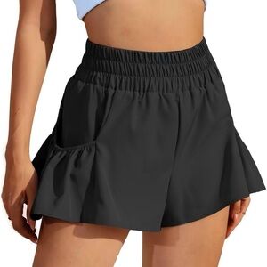 High Waisted Flowy Athletic Shorts w side pockets